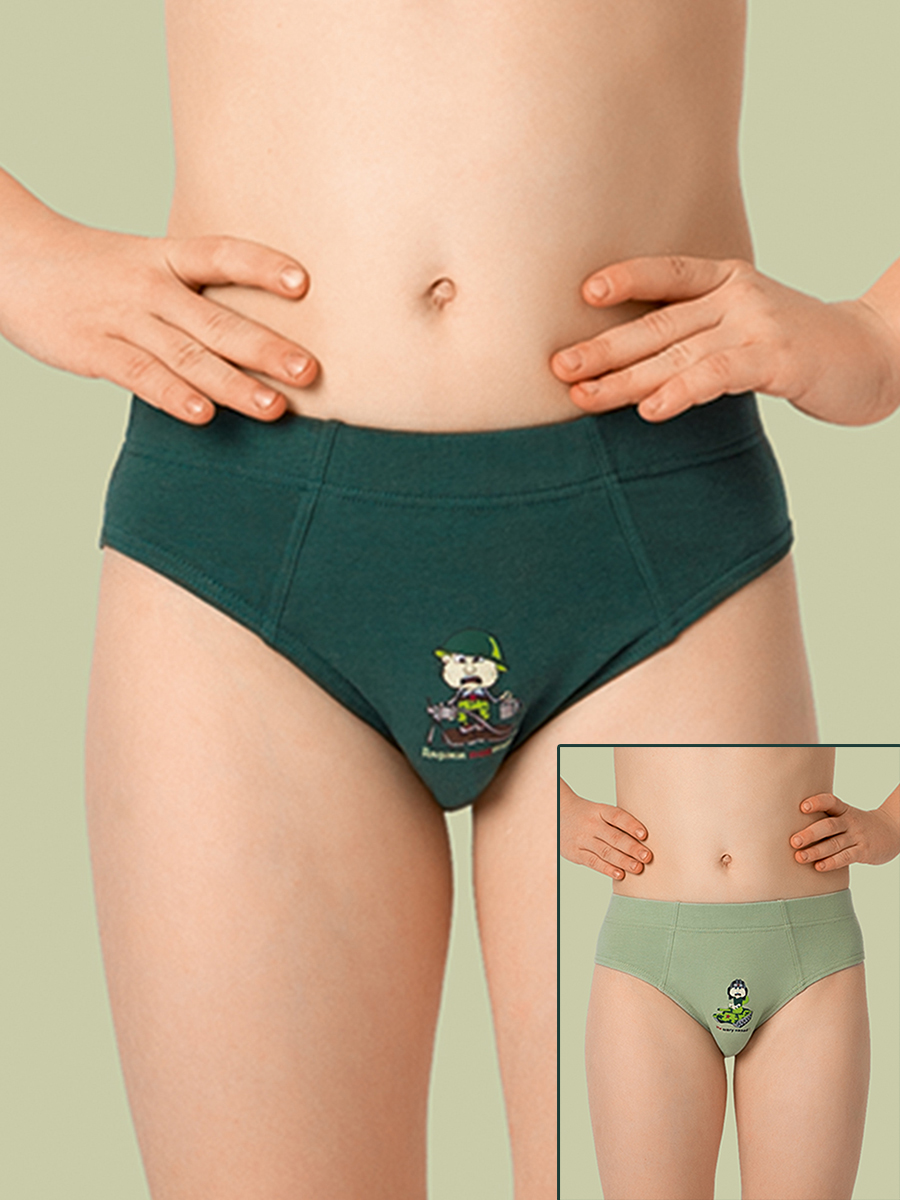 Трусы для мальчика, 2 шт., Nirey BP401303, светлый милитари/темный милитари,  BP401303 зелёный