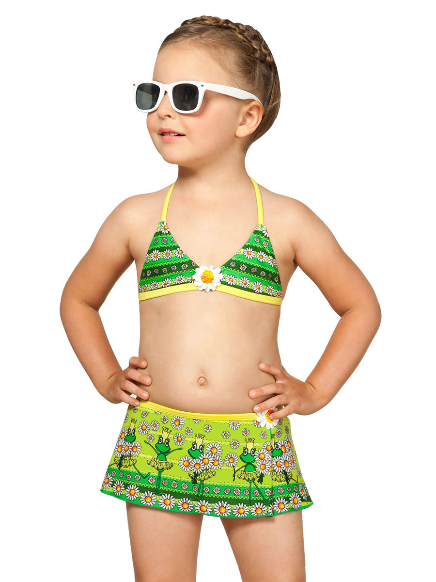Купальник для девочек (бюст, плавки-юбка),  GB071405 Felisity зелёный