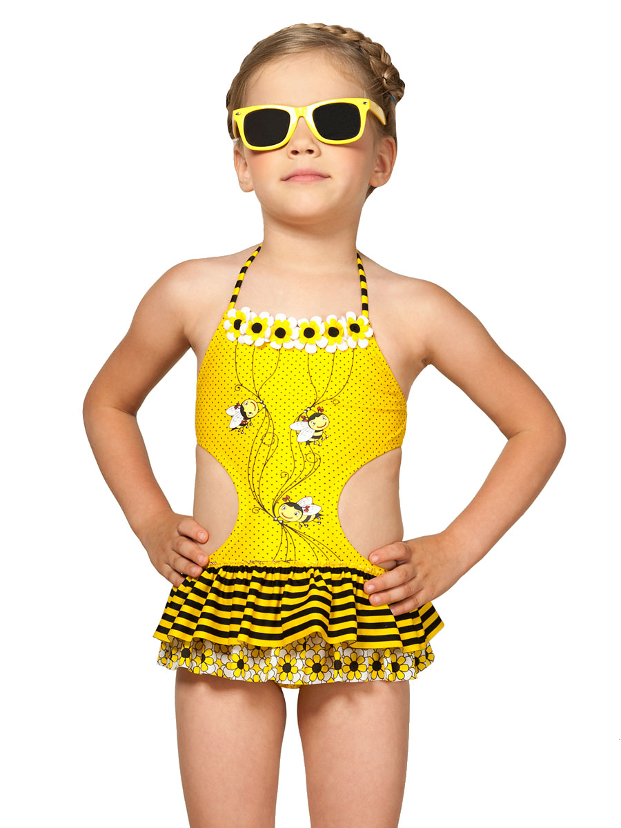 Купальник-трикини для девочек,  GS051411 Flowery жёлтый