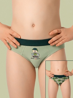 Трусы для мальчика, 2 шт., Nirey BP401301, светлый милитари/принт,  BP401301 зелёный