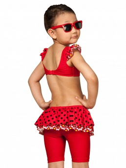 Купальник для девочек (топ, шорты),  GX051410 Pollen красный