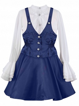 Блузка с жакетом и юбкой, Perlitta PRGt061612A, navy white,  PRGt061612A синий