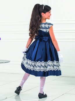 Платье для девочек, Perlitta PSA061501, тёмно-синий,  PSA061501 синий
