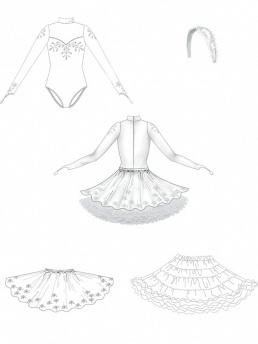 Бальное платье (юбка, подъюбник, боди, ободок),  PSHK041101 белый