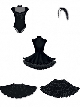 Бальное платье (юбка, подъюбник, боди, ободок),  PSHK041102 чёрный