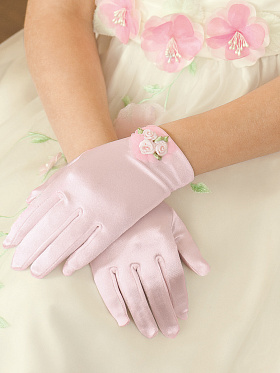 Перчатки детские (атласные),  PACG011201 розовый