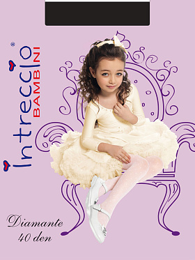 Колготки детские, Intreccio Bambini DIAMANTE 40, nero,  DIAMANTE 40 чёрный