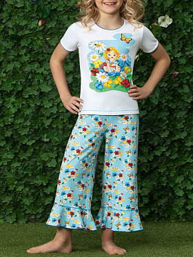 Пижама детская для девочек,  AGXP411311 голубой
