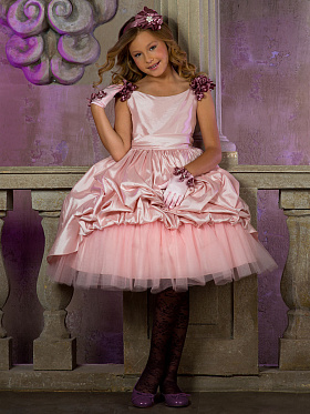 Платье, перчатки и ободок для девочек,  PSAK021304 розовый