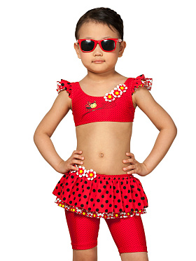 Купальник для девочек (топ, шорты),  GX051410 Pollen красный