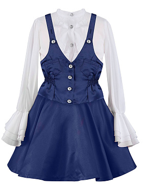 Блузка с жакетом и юбкой, Perlitta PRGt061612A, navy white,  PRGt061612A синий