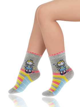 Носки детские, Arina SAK-14212, серый меланж,  SAK-14212 