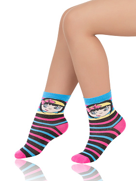 Носки детские, Arina SAK-14215, чёрный/розовый,  SAK-14215 