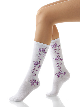 Гольфы детские, Arina SAX-1050A, белый/фиолетовый,  SAX-1050A белый