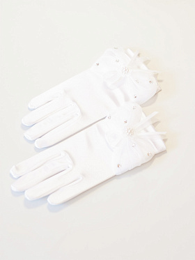 Перчатки детские (атласные),  PACG011204 белый