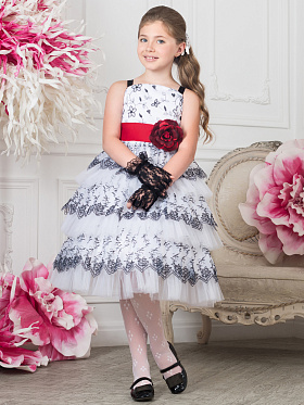 Платье праздничное детское с болеро,  PSAK081404 белый