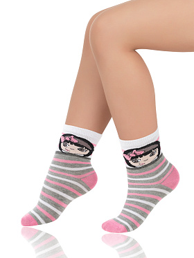 Носки детские, Arina SAK-14215, серый меланж/розовый,  SAK-14215 