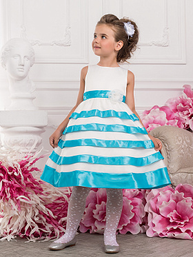 Платье праздничное для девочек+болеро,  PSAK071402 голубой